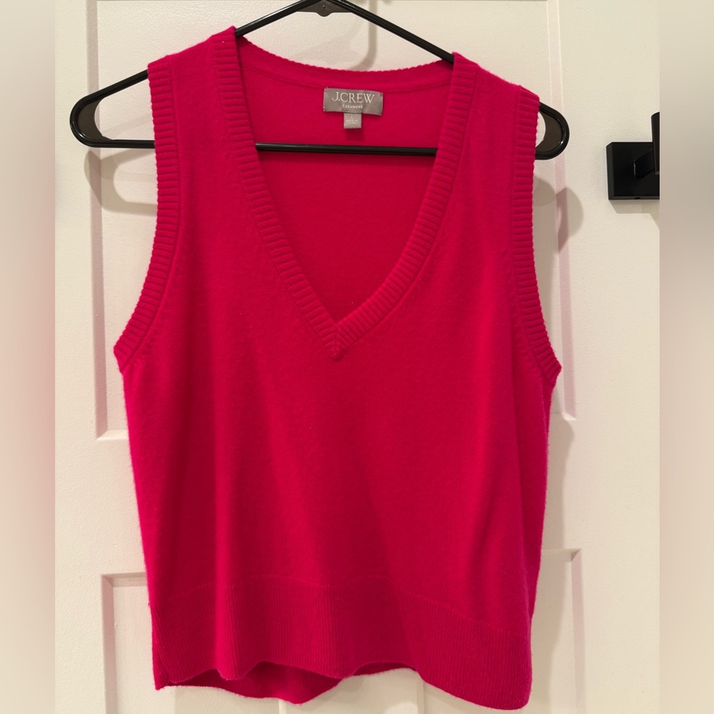 J.Crew Cashmere Berry V-Neck Sweater Vest